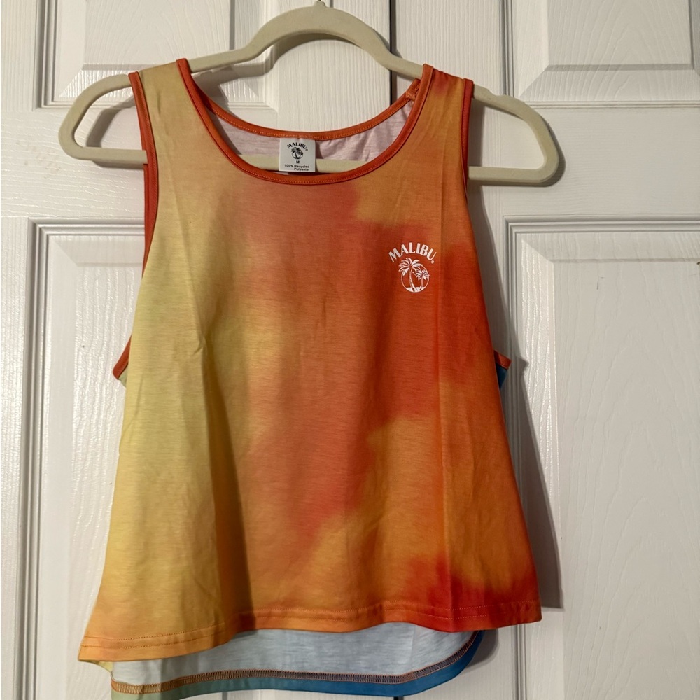 5/$25 Malibu Tie-Dye Tank Top - Orange and Yellow